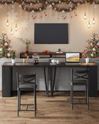 Garvee Bar Table and Chairs Set, 3 Piece Bar Table Set with with Flip Top Extension and Storage Shelves, Dining Table Set for 2, Suitable for Small Space Kitchen Apartment, Black