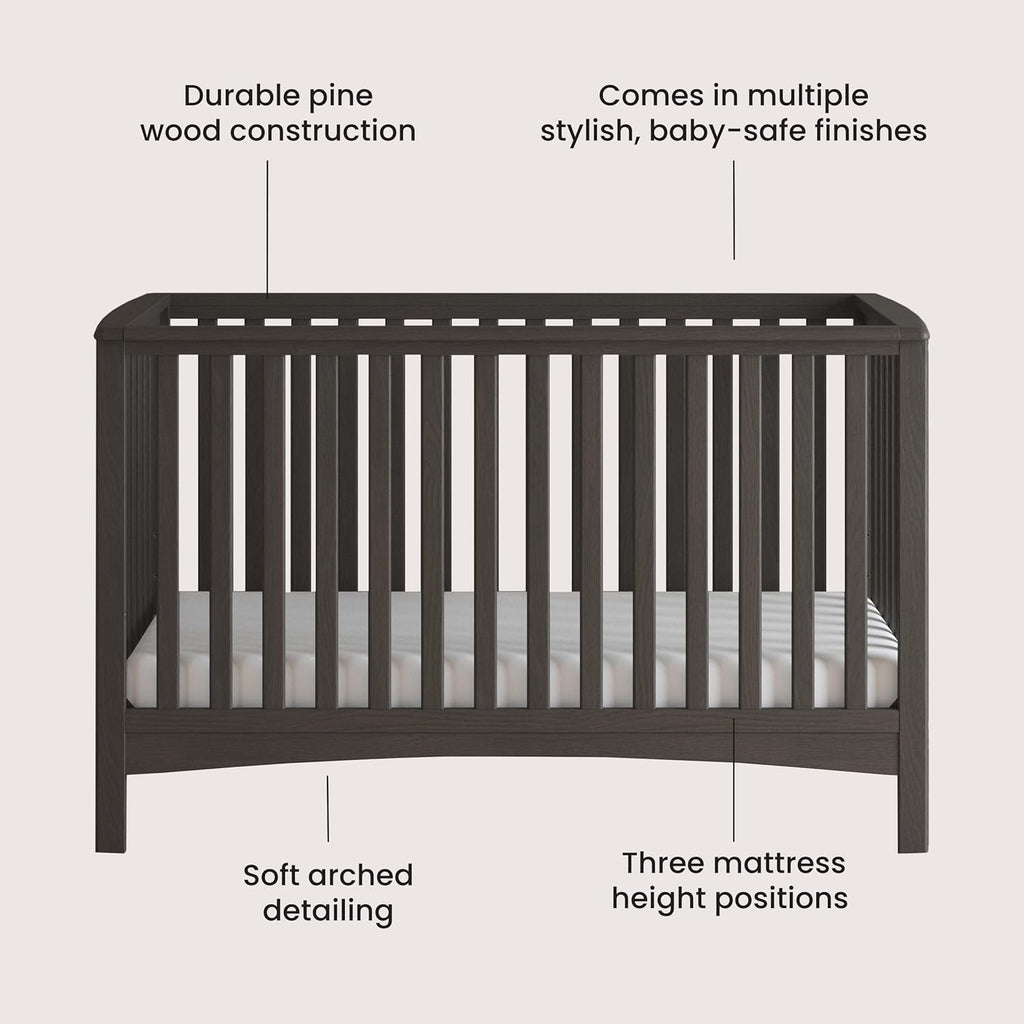Child Craft London Crib and Changing Table Nursery Set, 2-Piece, Includes 4-in-1 Convertible Crib and Changing Table, Grows with Your Baby (Dapper Gray)
