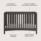Child Craft London Crib and Changing Table Nursery Set, 2-Piece, Includes 4-in-1 Convertible Crib and Changing Table, Grows with Your Baby (Dapper Gray)