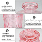 BEAHOT 24 Pack Pink Bud Vases in Bulk,Mini Glass Vintage Vases for Centerpieces,Wedding Decor, Small Flower Vases for Party & Home Decaration,Mother's Day (Pink)