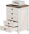 Halitaa 5 Drawer Storage Cabinet, Office Storage Cabinet with 5 Drawers, Small Farmhouse Printer Stand for Home Office, Rustic White and Brown