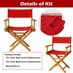STAY GENT Director's Chair Canvas Replacement Kit 21" L x 8" W - 21" L x 16.5" W Replacement Canvas Durable Cotton Canvas Seat & Back Covers for Home,Model Artist,Makeup,Show Dressing Room, 1 Set Red
