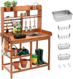 OOOK Potting Bench, Nordic Scots Pine Potting Table, Removable Sink, Workstation for Outside Patio Lawn, Wooden Garden Work Station