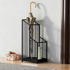 Umbrella Stand with Drip Tray, Black Indoor Umbrella Holder for Entryway, Hotel & Office Entrance, Minimalist Modern Home Decor, Durable & Space-Saving Umbrella Storage Rack