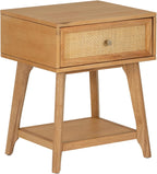 Powell Laurie Natural Wooden Side Accent Table with Cane Drawer Front