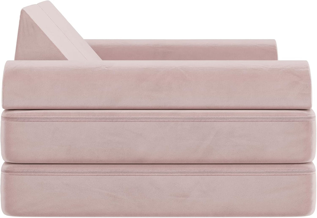 Flash Furniture Marlowe Modular Foam Kids Play Couch, 6 Soft Sectional Sofa Pieces, Convertible Kids Couch, Removable Covers, 56", Blush