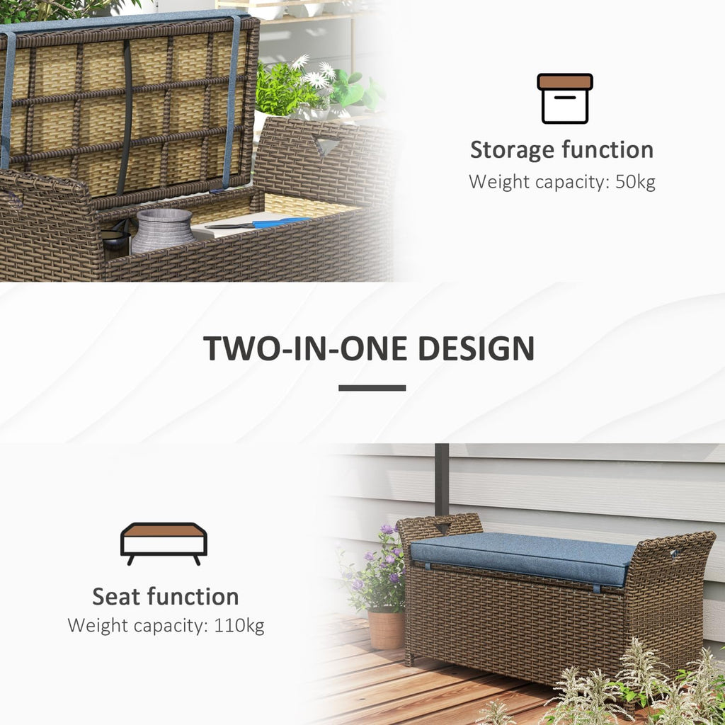Geelife 27 Gallon Patio Wicker Storage Bench - Steel Blue - Storage and Patio Furniture - Porch & Patio - Outdoor Ready