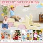 15pcs Modular Kids Play Couch Set Children Section Sofa Kids Convertible Toddler Couch for Children Bedroom Playroom Living Room (Pink+White)