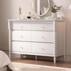 JOINICE White Nursery Dresser for Kids Bedroom, 6 Drawers for Storage | Jenny Lind Spindle Legs Dresser, Baby Clothes Organizer for Toddlers, Children's Room, Anti-tip Kit for Safety