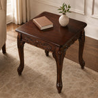 Traditional Dark Cherry Wood End Table with Claw Feet Ornate Vintage Side Table for Living Room Bedroom Sofa Side Accent Table Classic Furniture