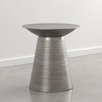 SIMPLIHOME Sheridan Metal Table - 18 inch Wide Solid Metal Round Side Table in Antique Nickel, Industrial Accent Table for Living Room or Office with Sculptural Design, Assembled