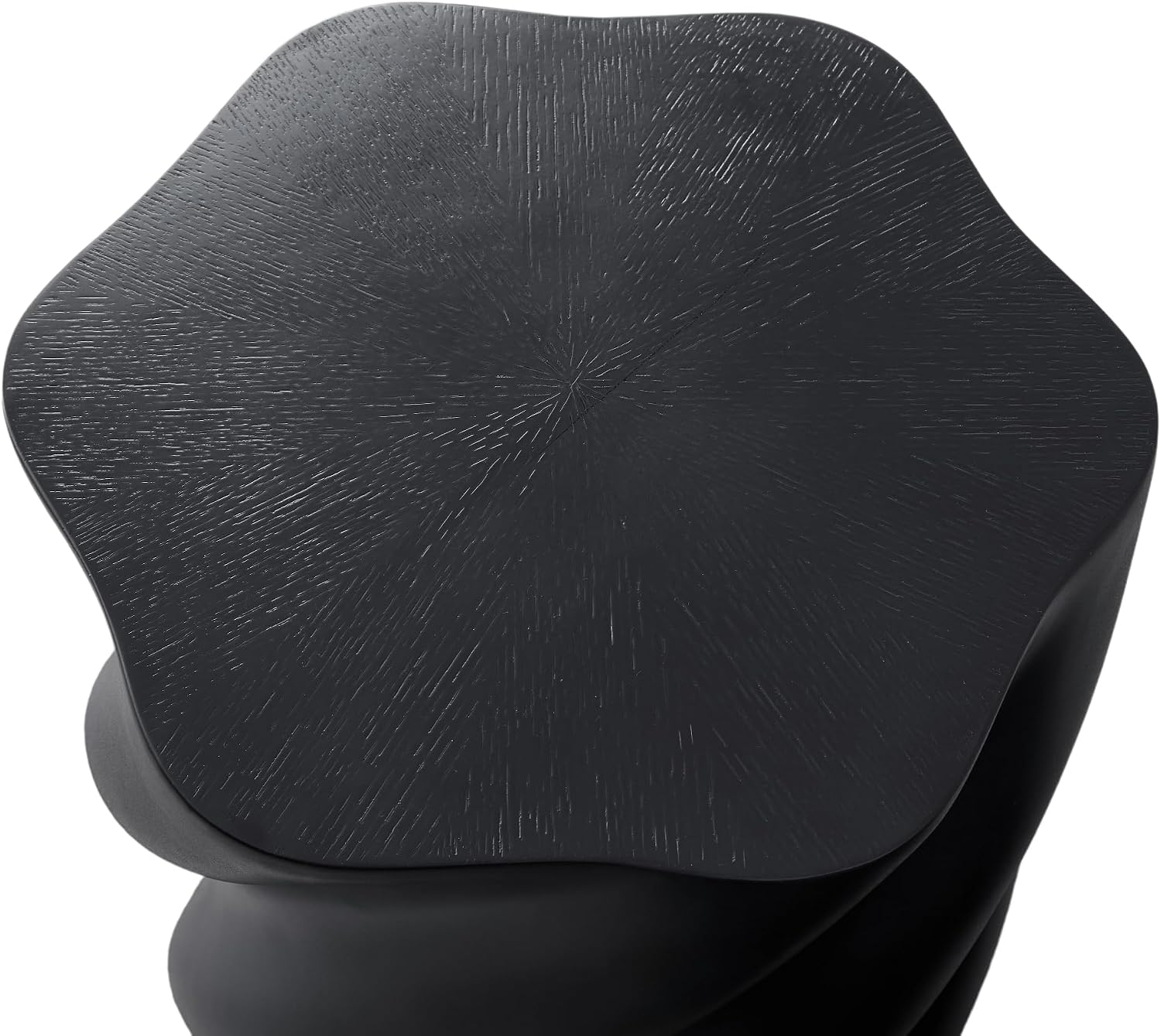 19.69 Inch Tall Round Side Table, Modern End Table with Fluted Design, Premium Fiberglass Drum Nightstand for Living Room and Bedroom, No Assembly Required, Black
