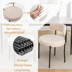 Riknuxi Boucle Dining Chairs Set of 4, Round Upholstered Dining Chairs with Black Metal Legs, Modern Dining Room Chairs for Dining Room, Kitchen