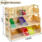 ZAVOOS Tea Bag Organizer, 3 Tier Large Stackable Tea Station Storage Box with 15 Compartments, Wooden Teabag Holder Sugar Packets Chest with Acrylic Divider for Kitchen, Countertop, Cabinet, Pantry