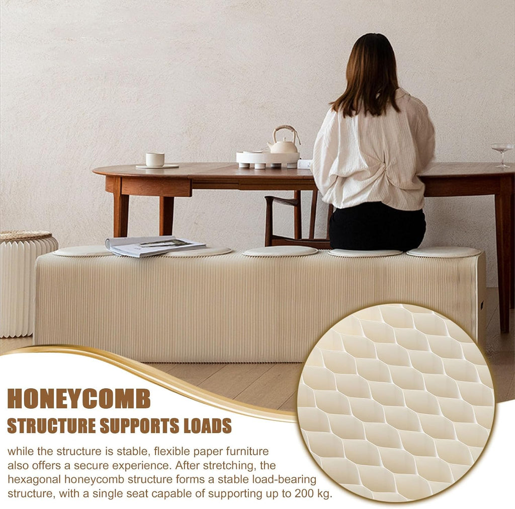 Pop Up Craft Paper Stool - Kraft Paper Material Portable Folding Stool - Honeycomb Design Strong Load-Bearing Capacity - Bench Various Shapes - Fashion Paper Design,Red,H:30CM/12IN/3 Seats