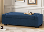 Merax 50" Ottoman Bench with Storage, Upholstered Seating Foot Rest Stool Furniture for Bedroom, Living Room, Entryway, Blue