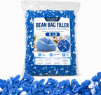 Bean Bag Filler, 6lbs Shredded Memory Foam Filling, Memory Foam Pillow Stuffing for Bean Bag Refill, Couch, Cushion, Stuffed Animals, Dog Bed, Arts Crafts,Blue and White