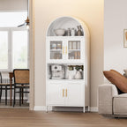 VEXPOR 73" Tall Arched Kitchen Pantry Cabinet with Doors, Metal Hutch Cabinet for Kitchen, Dining Room, Living Room, Assembly Required, White