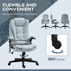 Vinsetto 6 Point Vibrating Massage Office Chair with Heat, Microfiber High Back Executive Office Chair with Reclining Backrest, Padded Armrests and Remote, Light Gray