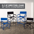 E-Z UP Tall Directors Chair, Seat 31” High, Padded Armrests and Storage Bag, Black
