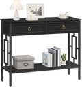 MAHANCRIS Console Table with 2 Drawers, Entryway Table with Storage Shelf, Entrance Accent Tables, 2-Tier Narrow Hallway Table, Behind Couch Table, for Entryway, Living Room, Hallway, Black CTBK6101