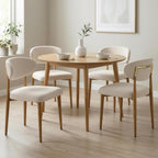 300LBS Dining Chairs Set of 4,Metal Kitchen Chairs,Modern Fabric Upholstered Dining Room Chairs with Ergonomic Curved Backrest for Kitchen Dining Room,Beige