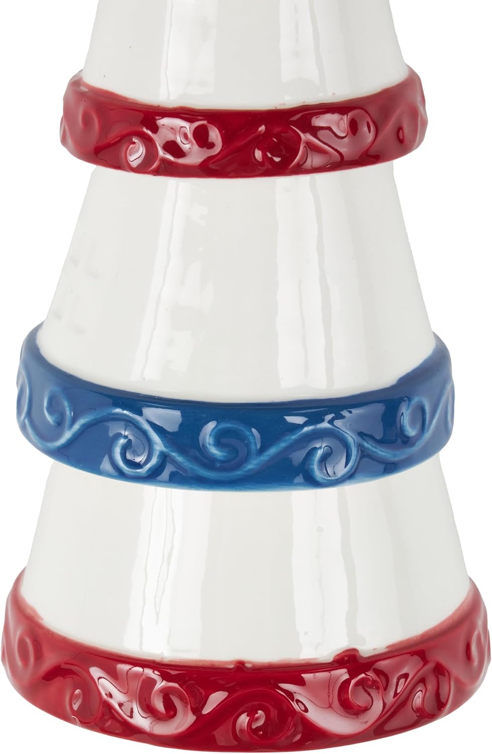 Deco 79 Ceramic Light House Indoor Outdoor Windchime Wind Chime with Brown Rope and Blue and Red Accents, Hanging Ornament 4" x 4" x 21", White