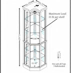 Classical Glass Cabinet Lighted, Wine Cabinet with Adjustable Glass Shelves, for Living Room Corridor,for Kitchen Home