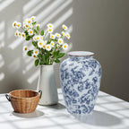 Blue and White Chinoiserie vase - Vintage Ceramic vase with Antique Design, Perfect for Chinoiserie Home Decor 9in Flower vase04