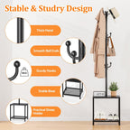 Hall Tree with Bench and Shoe Storage, Coat Rack Freestanding Coat Rack Shoe Bench, Corner Coat Hanger Stand Standing Hat Rack, Tree Stand Purse Rack Tree Black Coat Racks with Shelf