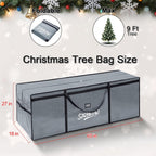 Christmas Tree Storage Bag 9ft for Xmas Trees - Grey | Heavy Duty, Artificial Xmas Bag, Reinforced Handles, Dual Zippers Wide Opening, Two Mesh Pockets, Thick PE , Moving Bags