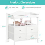 BOLUO Changing Table Dresser with 4 Fabric Drawers and Open Shelf, Baby Dresser with Changing Table Top Diaper Changing Station with Storage for Nursery Modern (White)