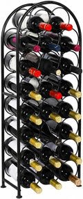 PAG 23 Bottles Arched Freestanding Floor Metal Wine Rack Wine Bottle Holders Stands, Black