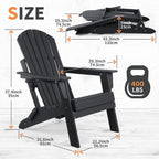 FUNBERRY Folding Adirondack Chair Set of 6, All Weather HDPE Fire Pit Chairs with Cup Holder for Outdoor