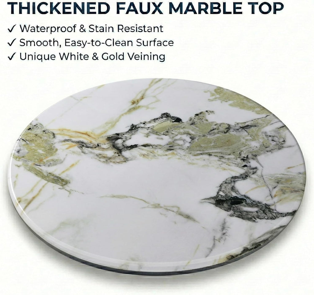 Artistic Dolphin Accent Table, Faux Marble Round Side Table, Playful Ocean Sculptural Pedestal End Table for Living Room Coastal Beach House Decor