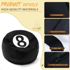 AceOrbit 8 Ball Bean Bag Chair Cover, Prize Gift Plush Toys Organizer, Black PU Leather 8 Ball Stuffed Animal Storage Bean Bag, Billiard Decor for Game Home Dorm Room Living Room (No Filling)