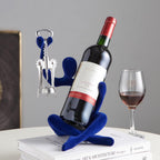 Thinker Statue Wine Rack, Modern Rack for Kitchen Table Decor, Single Wine Bottle Holder Countertop for Bar, Small Bottle Holder Rack (Navy)