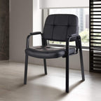 CLATINA Classic Reception Chair with Padded Armrests and Sturdy Steel Frame, Ergonomic Guest Chair for Office Conference Waiting Meeting Room, Black (4 Pack)