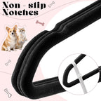 Weysat 24 Pcs Dog Clothes Hangers 11'' Non-Slip & 360° Swivel Velvet Small Pet Black Hangers for Cats/Dogs with Rustproof Metal Hooks, Space-Saving for Home Storage & Grooming Salons Minimalism