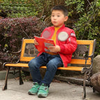 Rygcrud Outdoor Benches for Children, Kids Small Sized Metal Garden Park Bench with Backrest Decoration Leisure Chair