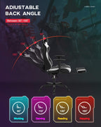 Computer Gaming Chair PC Ergonomic Office Chair Home Executive Desk Chair Adjustable High-Back PU Leather Racing Rolling Swivel Task Lumbar Support Footrest Headrest Armrest Massager