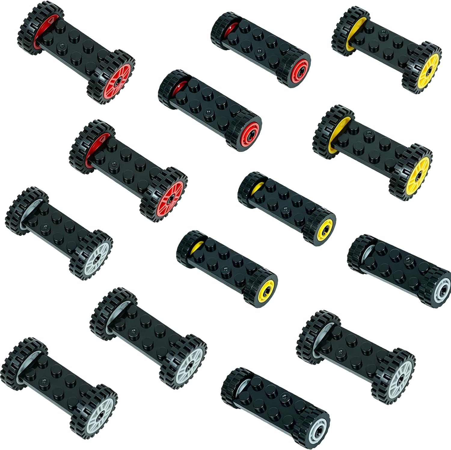 Wheels and Axles Sets, Tires Building Kit, Compatible with Standard Building Blocks Wheels and Axles, Car Parts and Classic Pieces Accessories, Bulk Bricks Sets Education Construction Toys