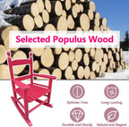 HRVEOCEI Kids Rocking Chair Ages 3-5, Wooden Porch Rocker with Slatted Back Support for Living Room Indoor & Outdoor, Easy Assembly, 110 LBS Capacity (Rose Red)