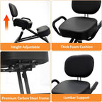 Ergonomic Kneeling Chair with Back Support, Adjustable Height Posture Chair for Home Office, Promotes Healthy Sitting and Better Posture, Prevents Cross-Legged Sitting, Black