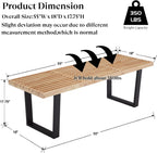 Wooden Dining Bench 55”Industrial Entryway Bench, Modern End of Bed Bench for Bedroom/Hallway, Natural Solid Wood Bench with W/Metal Legs for Dining Room/Living Room, Kitchen