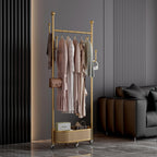 Multifunctional coat rack with storage basket 360° movable rotation｜Bedroom and living room storage artifact｜Hanging clothes/hats/bags/scarves｜Space-saving and stylish home｜Home essential