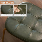 Mid Century Modern Dining Chairs Set of 6, Retro Chair with Faux Leather Upholstered Seat & Solid Wood Backrests & Vintage Distressing Metal Legs & Leg Protectors for Kitchen Dining Room (Dark Green)