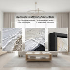 Large 3D Textured Coastal Wall Art in Black and White for Living Room, Hand-Painted Abstract Ocean Wave Oil Painting for Entryways, Modern Minimalist Framed Art for Bedroom Office Decor, Ready to Hang 32" x 48"