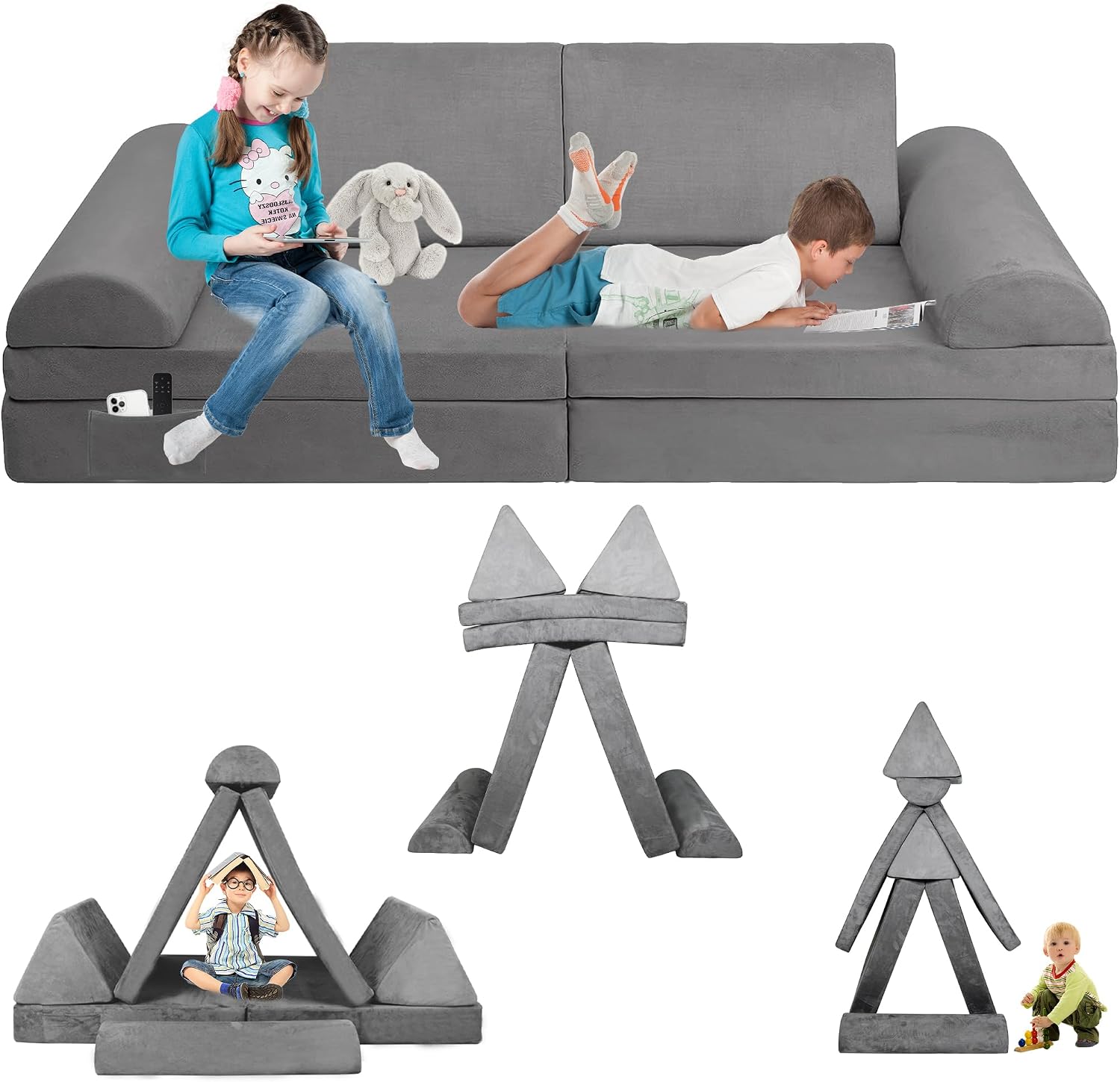 Modular Kids Sofa,Couch for Toddler and Baby Playroom/Bedroom,Perfect Toddler & Baby Couch for Play & Lounging,Ideal for Boys & Girls.Large