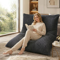 Giant Bean Bag Chair - 3-in-1 Convertible Memory Foam Floor Cushion with Washable Corduroy Cover, Large Comfy Beanbag Sofa for Adults and Kids-Gray